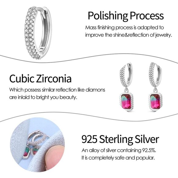 Women Drop Earrings Various Hypoallergenic Star moon Sterling Silver - Picture 5 of 6